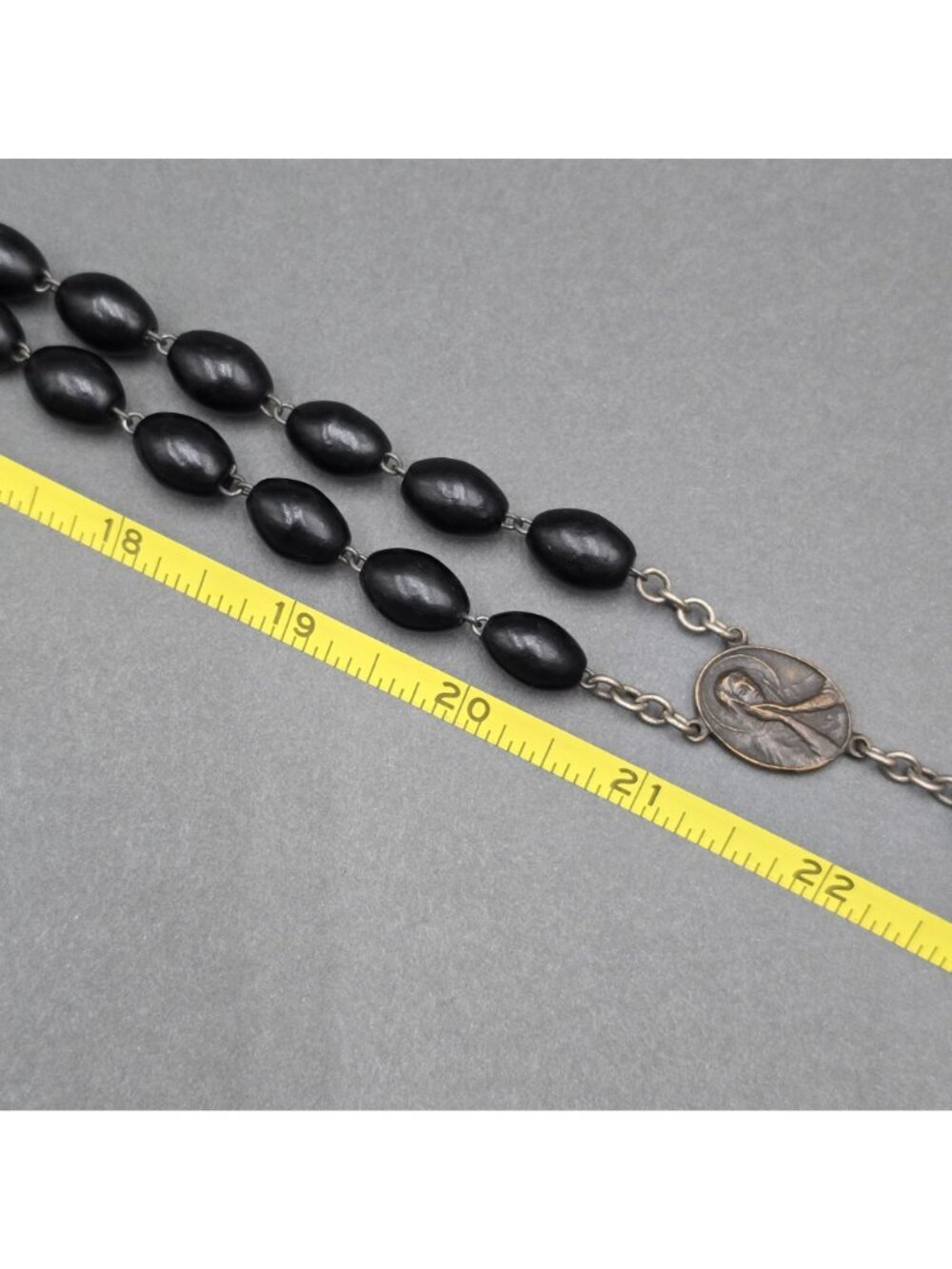 Vintage Belt Habit Rosary Black Wooden Beads Italy Catholic Nun Monk Monastic - Picture 13 of 14